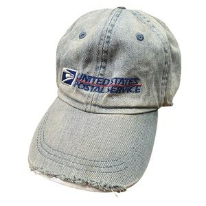 Vintage USPS United States Postal Service Hat Denim Strapback Cap‎ Distressed